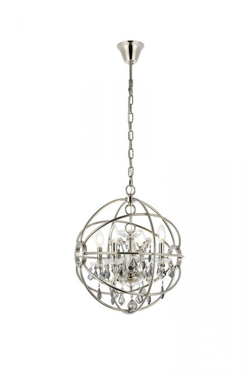 Elegant Lighting Geneva 4 light in Dark Bronze Pendant Golden Teak (Smoky) Royal Cut crystal Model: 1130D17DB-GT/RC