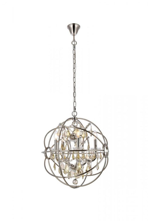 Elegant Lighting Geneva 5 light in Dark Bronze Pendant Golden Teak (Smoky) Royal Cut crystal Model: 1130D20DB-GT/RC
