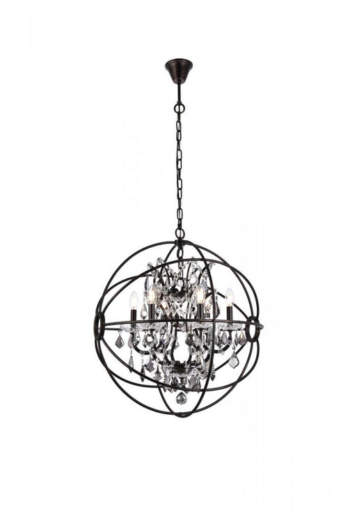 Elegant Lighting Geneva 6 light in Dark Bronze Chandelier Golden Teak (Smoky) Royal Cut crystal Model: 1130D25DB-GT/RC