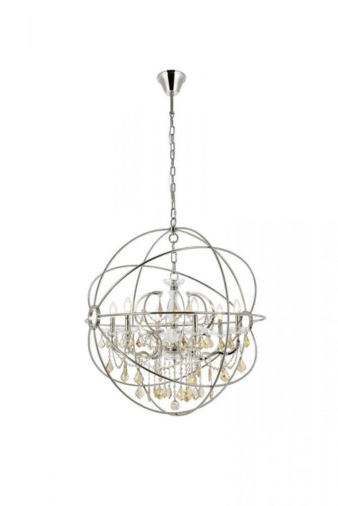 Elegant Lighting Geneva 6 light in Dark Bronze Chandelier Golden Teak (Smoky) Royal Cut crystal Model: 1130D32DB-GT/RC