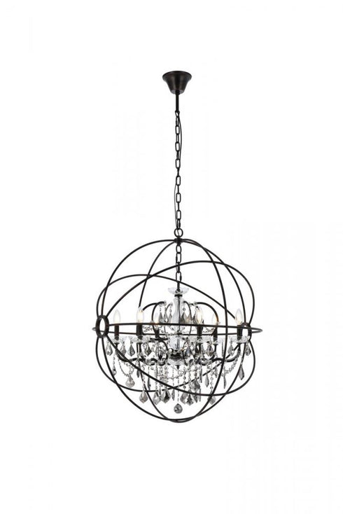 Elegant Lighting Geneva 6 light in Dark Bronze Chandelier Golden Teak (Smoky) Royal Cut crystal Model: 1130D32DB-GT/RC