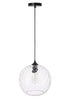 Elegant Lighting Gibson 1 light in Black and Clear glass pendant Model: LD2283