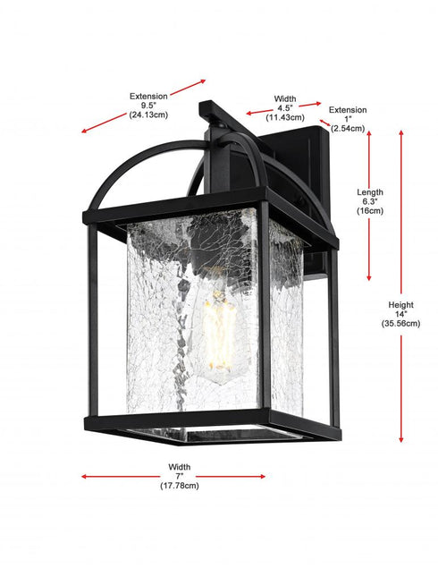 Elegant Lighting Gratz 7 inch Outdoor Pendant in Black Model: OD343W14BK