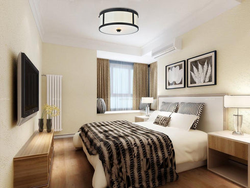 Elegant Lighting Hadrian 2 light 12 inch flat black flush mount in Flat Black and White Finish Model: LD6019