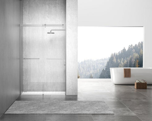 Elegant Lighting Hamilton Frameless Shower Door 48x76 in Brushed Gold Model: SD202-4876BGD