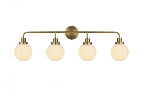 Elegant Lighting Hanson 37 inch Wall Sconce in Chrome in Chrome and Opal White Finish Model: LD7036W38C