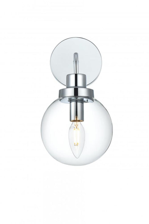 Elegant Lighting Hanson 6 inch Wall Sconce in Chrome in Chrome and Clear Finish Model: LD7031W8C