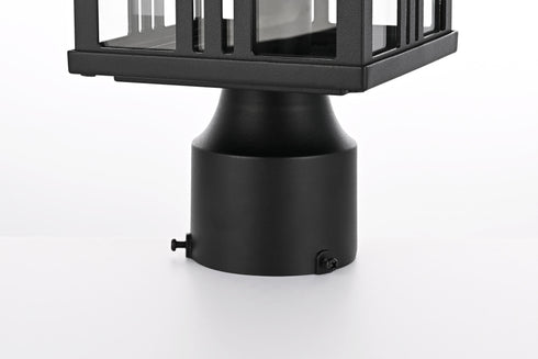 Elegant Lighting Harley 15 inch Outdoor Post light in Black in Black and Clear Finish Model: OD613P14BK