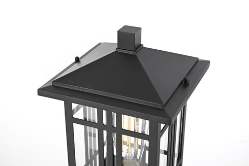 Elegant Lighting Harley 15 inch Outdoor Post light in Black in Black and Clear Finish Model: OD613P14BK
