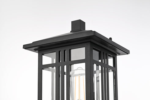 Elegant Lighting Harley 15 inch Outdoor Post light in Black in Black and Clear Finish Model: OD613P14BK