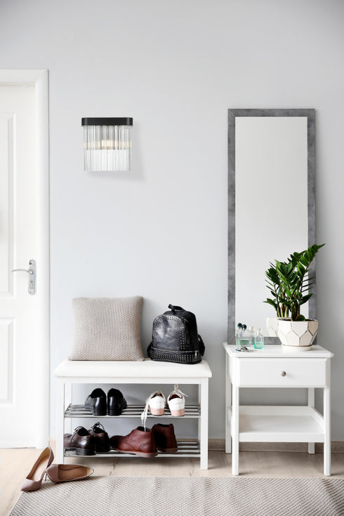 Elegant Lighting Harlow 1 Light Wall Sconce W9 Inch S4.7 Inch H9 Inch L1 Black in Black and Clear Finish Model: 1070W9BK