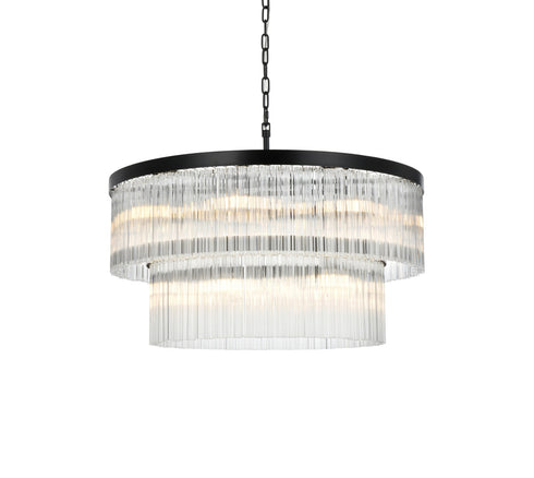 Elegant Lighting Harlow 14 Light Pendant D32 Inch H16.5 Inch L14 Black in Black and Clear Finish Model: 1070D32BK