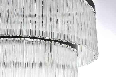 Elegant Lighting Harlow 14 Light Pendant D32 Inch H16.5 Inch L14 Black in Black and Clear Finish Model: 1070D32BK