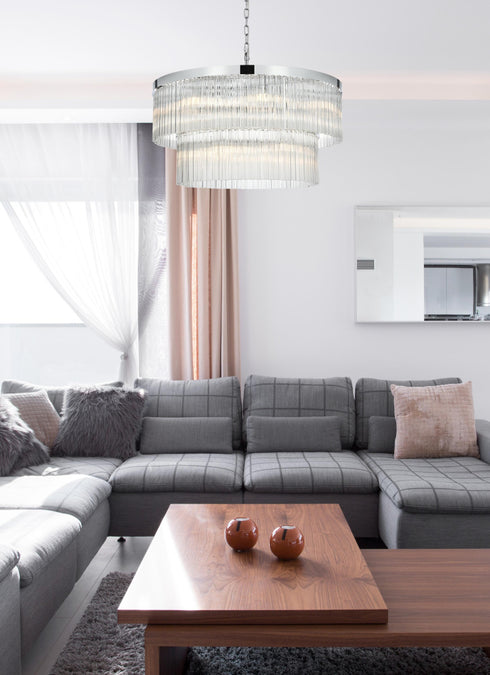 Elegant Lighting Harlow 14 Light Pendant D32 Inch H16.5 Inch L14 Chrome in Chrome and Clear Finish Model: 1070D32C