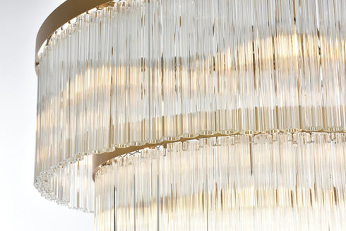 Elegant Lighting Harlow 14 Light Pendant D32 Inch H16.5 Inch L14 Satin Gold in Satin Gold and Clear Finish Model: 1070D32SG