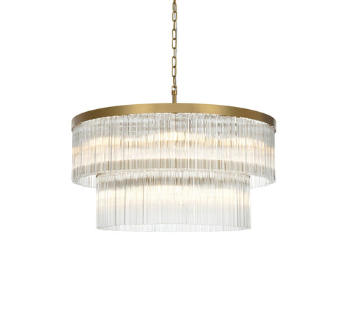 Elegant Lighting Harlow 14 Light Pendant D32 Inch H16.5 Inch L14 Satin Gold in Satin Gold and Clear Finish Model: 1070D32SG
