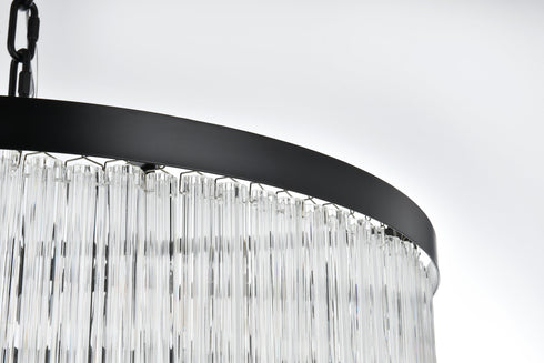 Elegant Lighting Harlow 18 Light Pendant D32 Inch H24 Inch L18 Black in Black and Clear Finish Model: 1070G32BK