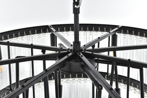 Elegant Lighting Harlow 18 Light Pendant D32 Inch H24 Inch L18 Black in Black and Clear Finish Model: 1070G32BK