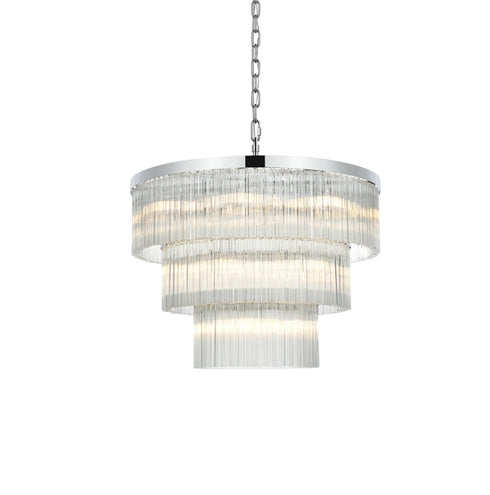 Elegant Lighting Harlow 18 Light Pendant D32 Inch H24 Inch L18 Chrome in Chrome and Clear Finish Model: 1070G32C