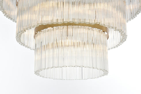 Elegant Lighting Harlow 18 Light Pendant D32 Inch H24 Inch L18 Satin Gold in Satin Gold and Clear Finish Model: 1070G32SG