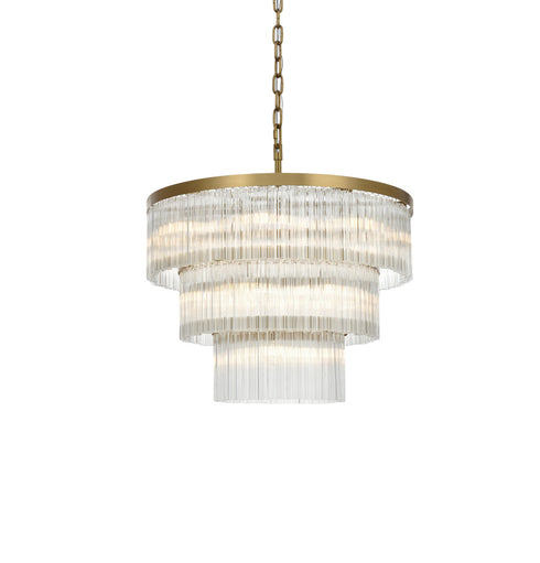 Elegant Lighting Harlow 18 Light Pendant D32 Inch H24 Inch L18 Satin Gold in Satin Gold and Clear Finish Model: 1070G32SG