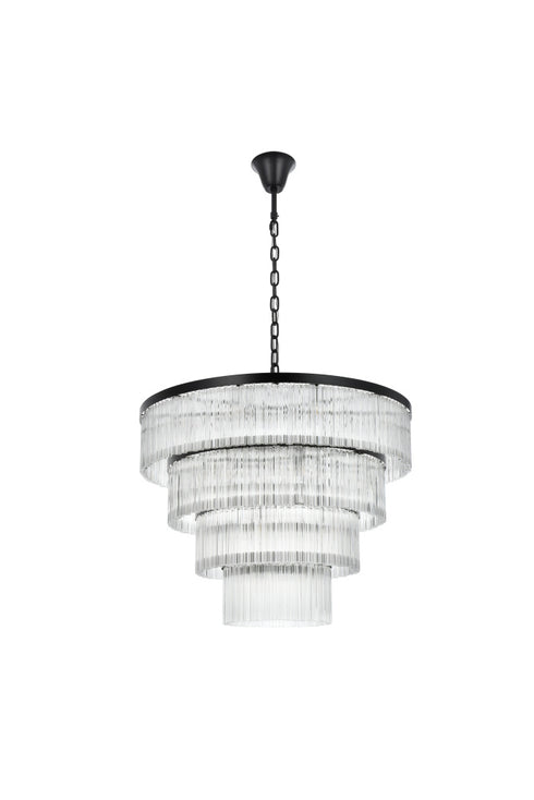 Elegant Lighting Harlow 28 Light Pendant D40 Inch H31 Inch L28 Black in Black and Clear Finish Model: 1070G40BK