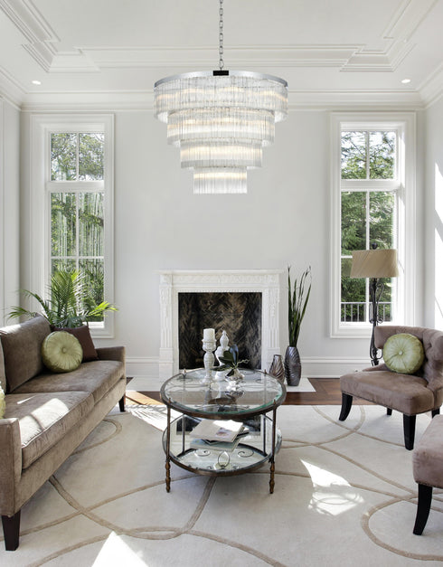 Elegant Lighting Harlow 28 Light Pendant D40 Inch H31 Inch L28 Chrome in Chrome and Clear Finish Model: 1070G40C