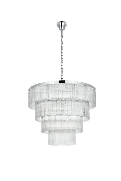 Elegant Lighting Harlow 28 Light Pendant D40 Inch H31 Inch L28 Chrome in Chrome and Clear Finish Model: 1070G40C
