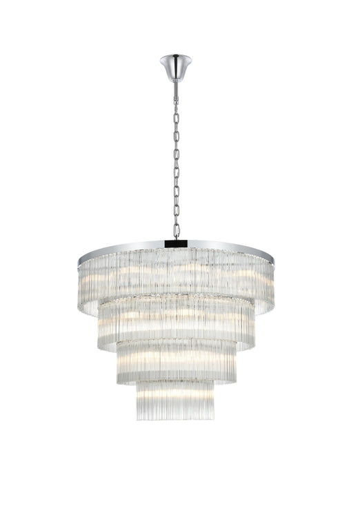 Elegant Lighting Harlow 28 Light Pendant D40 Inch H31 Inch L28 Chrome in Chrome and Clear Finish Model: 1070G40C
