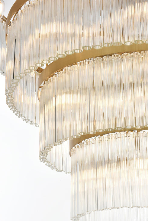Elegant Lighting Harlow 28 Light Pendant D40 Inch H31 Inch L28 Satin Gold in Satin Gold and Clear Finish Model: 1070G40SG