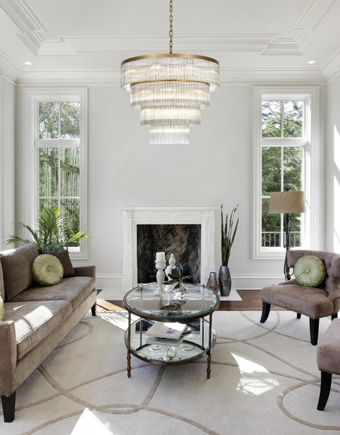 Elegant Lighting Harlow 28 Light Pendant D40 Inch H31 Inch L28 Satin Gold in Satin Gold and Clear Finish Model: 1070G40SG