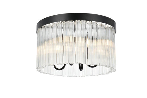 Elegant Lighting Harlow 4 Light Flush Mount D16 Inch H10 Inch L4 Black in Black and Clear Finish Model: 1070F16BK