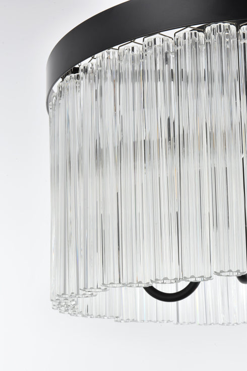 Elegant Lighting Harlow 4 Light Flush Mount D16 Inch H10 Inch L4 Black in Black and Clear Finish Model: 1070F16BK