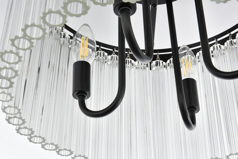 Elegant Lighting Harlow 4 Light Flush Mount D16 Inch H10 Inch L4 Black in Black and Clear Finish Model: 1070F16BK