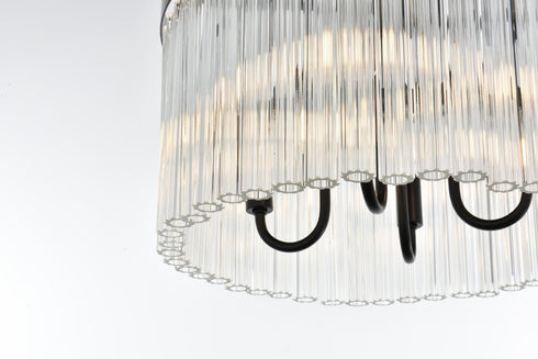 Elegant Lighting Harlow 4 Light Flush Mount D16 Inch H10 Inch L4 Black in Black and Clear Finish Model: 1070F16BK