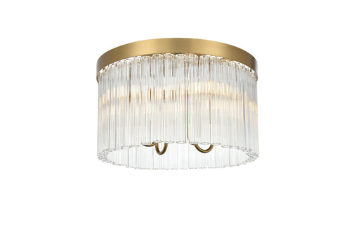 Elegant Lighting Harlow 4 Light Flush Mount D16 Inch H10 Inch L4 Satin Gold in Satin Gold and Clear Finish Model: 1070F16SG