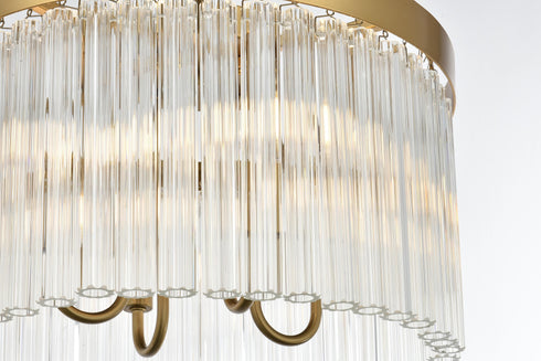 Elegant Lighting Harlow 4 Light Flush Mount D16 Inch H10 Inch L4 Satin Gold in Satin Gold and Clear Finish Model: 1070F16SG