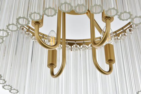 Elegant Lighting Harlow 4 Light Flush Mount D16 Inch H10 Inch L4 Satin Gold in Satin Gold and Clear Finish Model: 1070F16SG