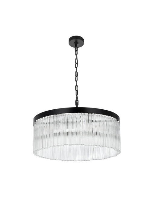 Elegant Lighting Harlow 6 Light Pendant D24 Inch H9 Inch L6 Black in Black and Clear Finish Model: 1070D24BK