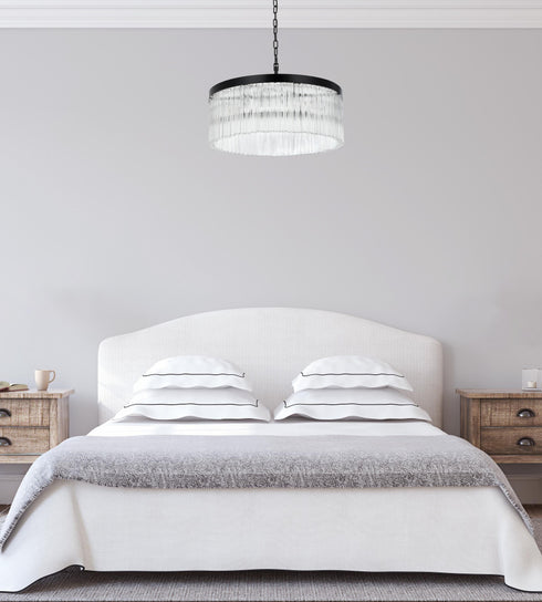 Elegant Lighting Harlow 6 Light Pendant D24 Inch H9 Inch L6 Black in Black and Clear Finish Model: 1070D24BK