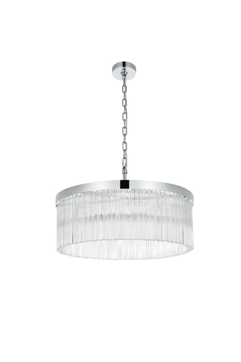 Elegant Lighting Harlow 6 Light Pendant D24 Inch H9 Inch L6 Chrome in Chrome and Clear Finish Model: 1070D24C