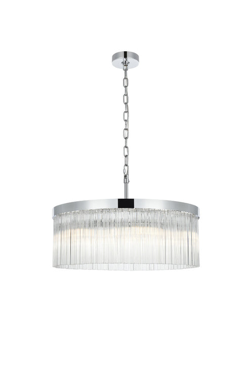 Elegant Lighting Harlow 6 Light Pendant D24 Inch H9 Inch L6 Chrome in Chrome and Clear Finish Model: 1070D24C