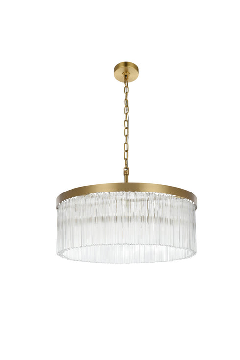 Elegant Lighting Harlow 6 Light Pendant D24 Inch H9 Inch L6 Satin Gold in Satin Gold and Clear Finish Model: 1070D24SG