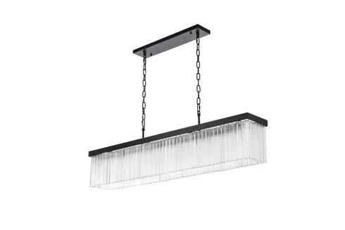 Elegant Lighting Harlow 6 Light Pendant L49 Inch 8 Inch H9 Inch L6 Black in Black and Clear Finish Model: 1070G49BK