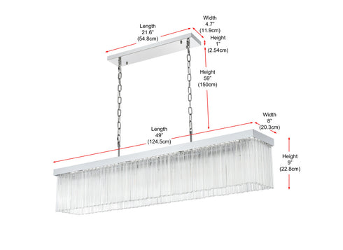 Elegant Lighting Harlow 6 Light Pendant L49 Inch 8 Inch H9 Inch L6 Chrome in Chrome and Clear Finish Model: 1070G49C