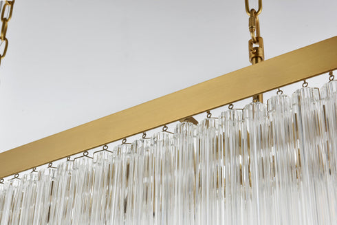 Elegant Lighting Harlow 6 Light Pendant L49 Inch 8 Inch H9 Inch L6 Satin Gold in Satin Gold and Clear Finish Model: 1070G49SG