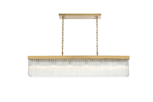 Elegant Lighting Harlow 6 Light Pendant L49 Inch 8 Inch H9 Inch L6 Satin Gold in Satin Gold and Clear Finish Model: 1070G49SG