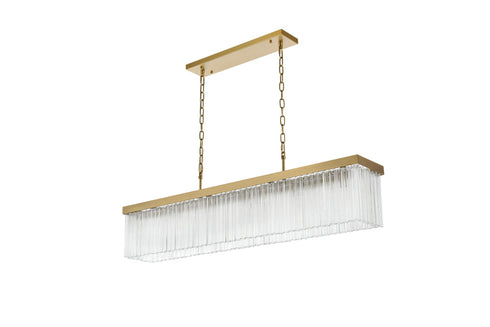 Elegant Lighting Harlow 6 Light Pendant L49 Inch 8 Inch H9 Inch L6 Satin Gold in Satin Gold and Clear Finish Model: 1070G49SG