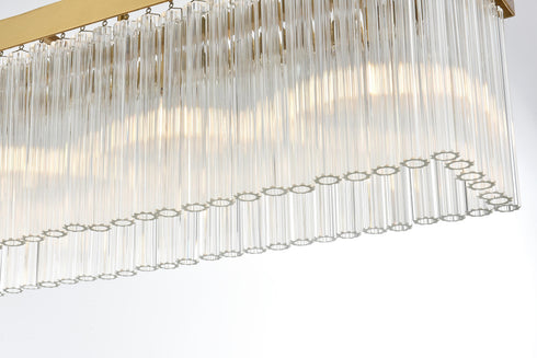 Elegant Lighting Harlow 6 Light Pendant L49 Inch 8 Inch H9 Inch L6 Satin Gold in Satin Gold and Clear Finish Model: 1070G49SG