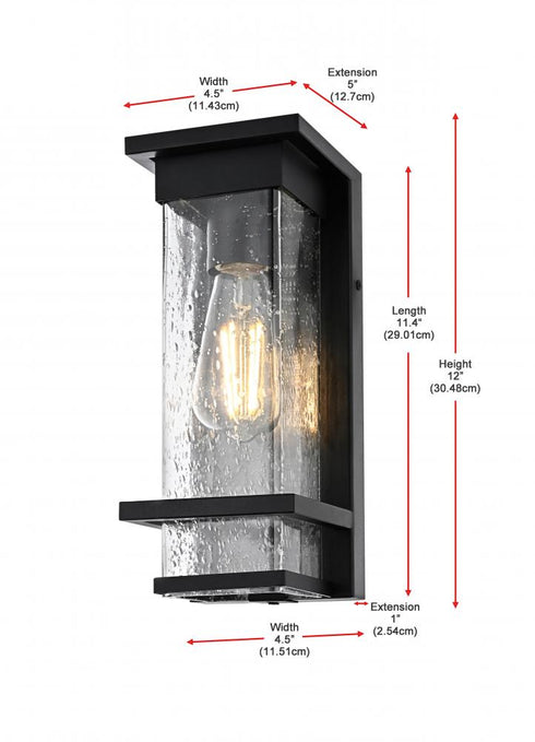 Elegant Lighting Harper 7 inch Outdoor Pendant in Black Model: OD367W12BK